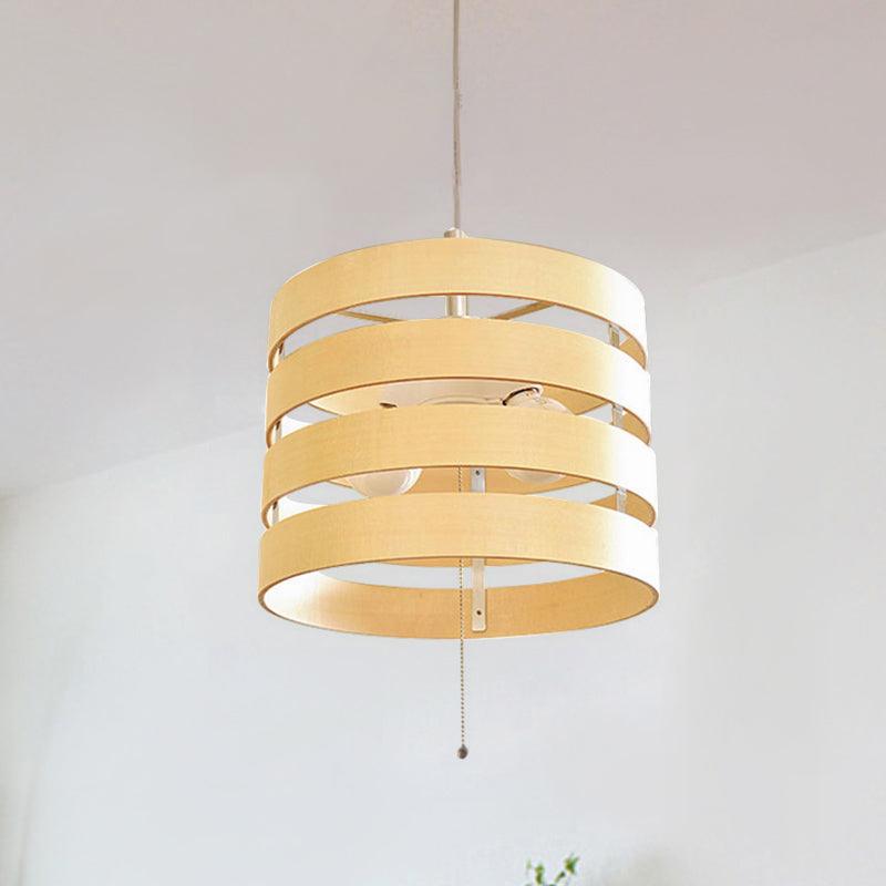 Beige Cylinder Frame Hanging Chandelier Modernism 2 Bulbs - Rebooters