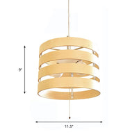 Beige Cylinder Frame Hanging Chandelier Modernism 2 Bulbs - Rebooters