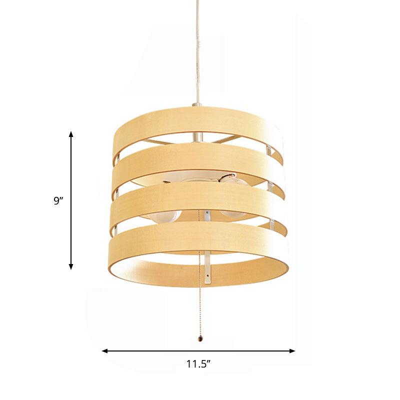 Beige Cylinder Frame Hanging Chandelier Modernism 2 Bulbs - Rebooters