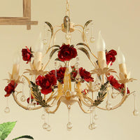 Beige 6 Bulbs Chandelier Light Rustic Iron Candlestick Lamp - Rebooters