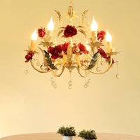 Beige 6 Bulbs Chandelier Light Rustic Iron Candlestick Lamp - Rebooters