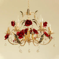 Beige 6 Bulbs Chandelier Light Rustic Iron Candlestick Lamp - Rebooters