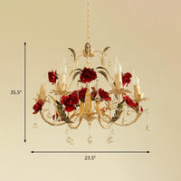 Beige 6 Bulbs Chandelier Light Rustic Iron Candlestick Lamp - Rebooters