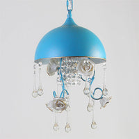 3 Bulbs Dome Chandelier Blue Iron Pendant Lighting Rose Decor - Rebooters