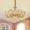 Champagne 6/8 Heads Chandelier Modernism Amber Crystal Light - Rebooters