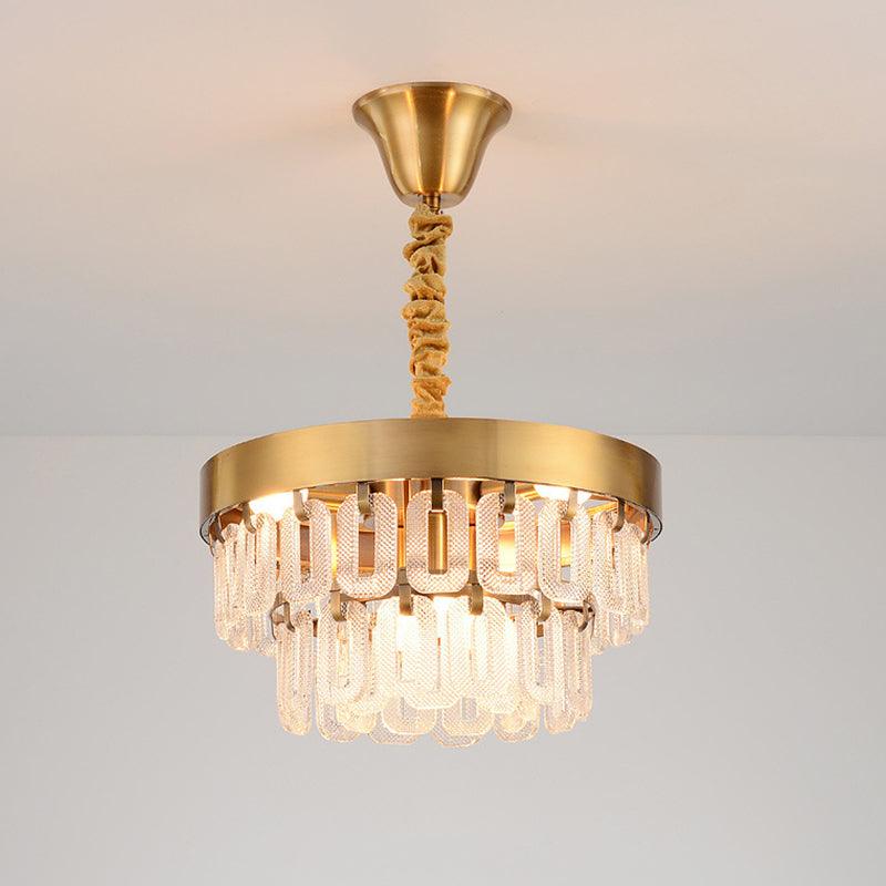 6-Head Crystal Chandelier Light Postmodern Gold 2 Tiers - Rebooters