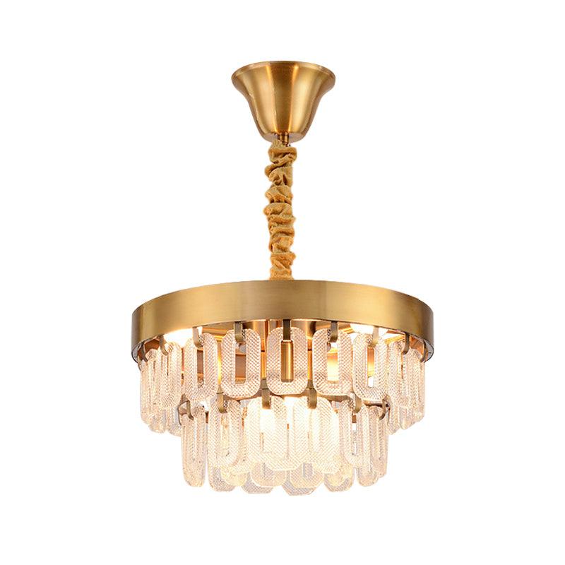 6-Head Crystal Chandelier Light Postmodern Gold 2 Tiers - Rebooters