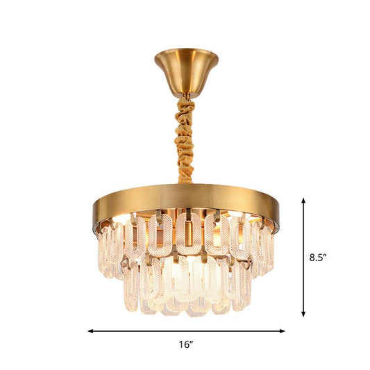6-Head Crystal Chandelier Light Postmodern Gold 2 Tiers - Rebooters