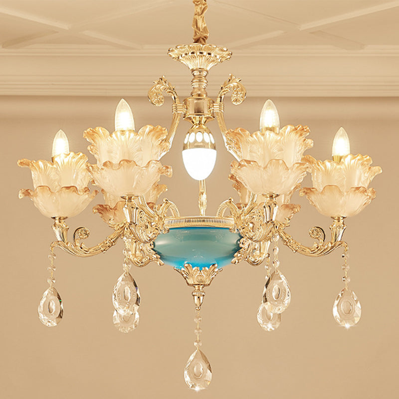 Gold Floral Chandelier Lighting Mid Century 6/8 Heads Pendant - Rebooters