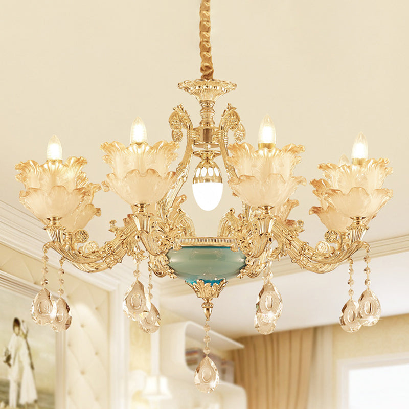 Gold Floral Chandelier Lighting Mid Century 6/8 Heads Pendant - Rebooters