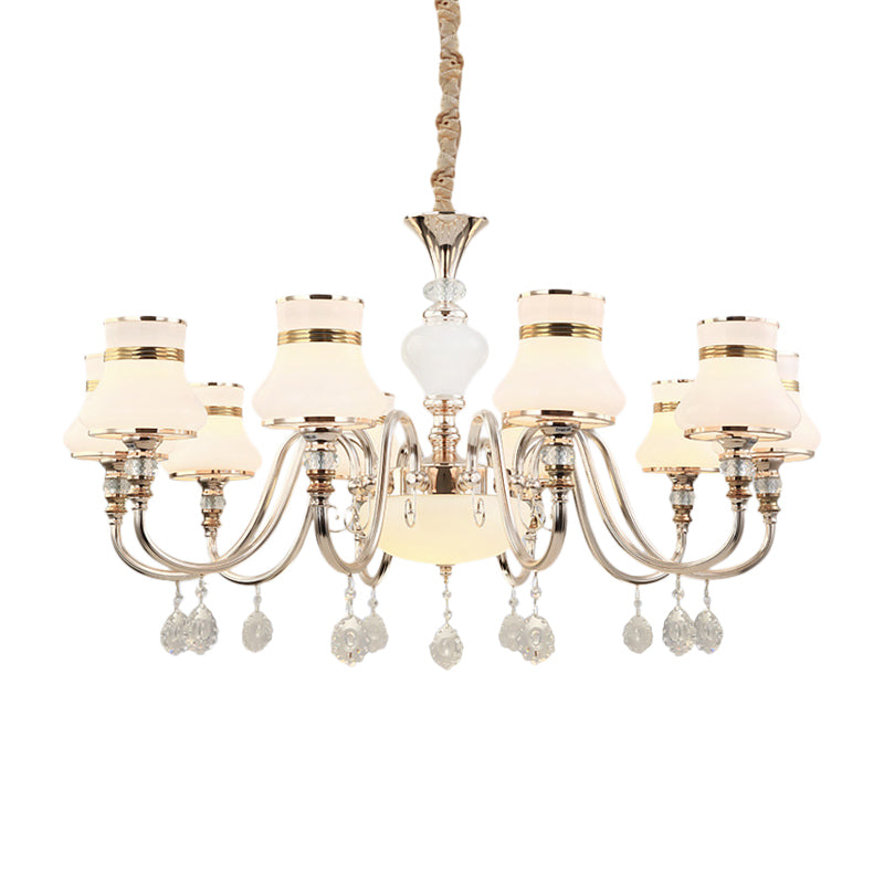 10-Light Flared Ceiling Chandelier Modern Gold Frosted Glass Pendant Lamp - Rebooters