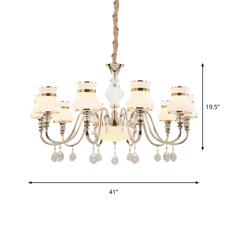 10-Light Flared Ceiling Chandelier Modern Gold Frosted Glass Pendant Lamp - Rebooters