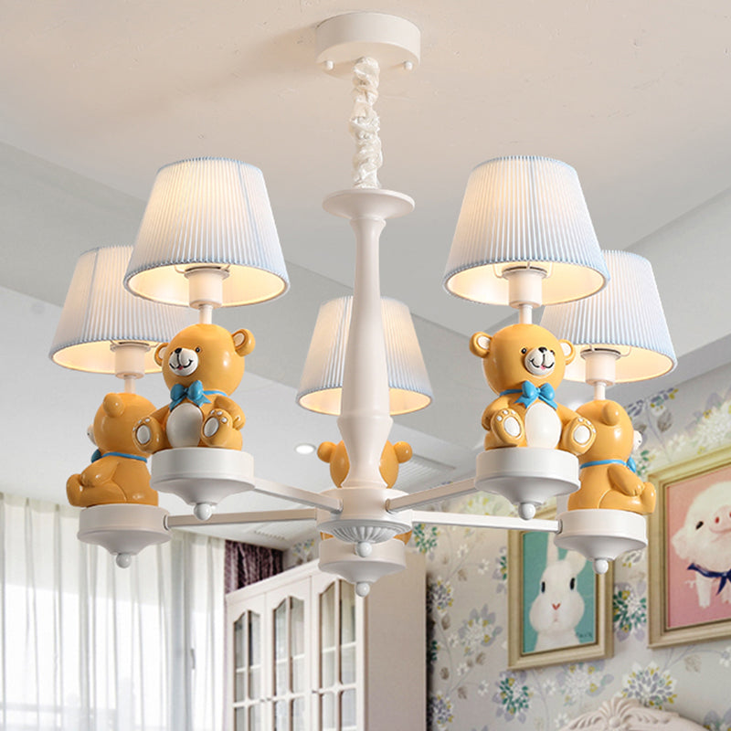 Pleated Fabric Tapered Chandelier Cartoon 3/5-Bulb Lamp - Rebooters