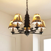 Bear And Forest Print Chandelier Nordic 5 Heads Black Light - Rebooters