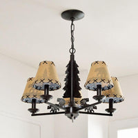 Bear And Forest Print Chandelier Nordic 5 Heads Black Light - Rebooters