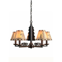 Bear And Forest Print Chandelier Nordic 5 Heads Black Light - Rebooters
