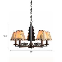 Bear And Forest Print Chandelier Nordic 5 Heads Black Light - Rebooters