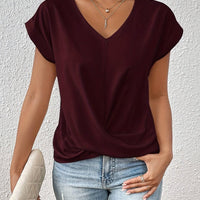 V-Neck Blouse With Draped Front Design For Women Rebooters Womens Shirts