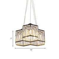 3/4 Heads Ceiling Chandelier Simple Hexagon Clear K9 Crystal Light in Black - Rebooters