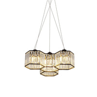 3/4 Heads Ceiling Chandelier Simple Hexagon Clear K9 Crystal Light in Black - Rebooters