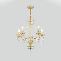 5/8 Bulbs Candle Chandelier Lamp Rustic Gold Crystal Pendant Light - Rebooters