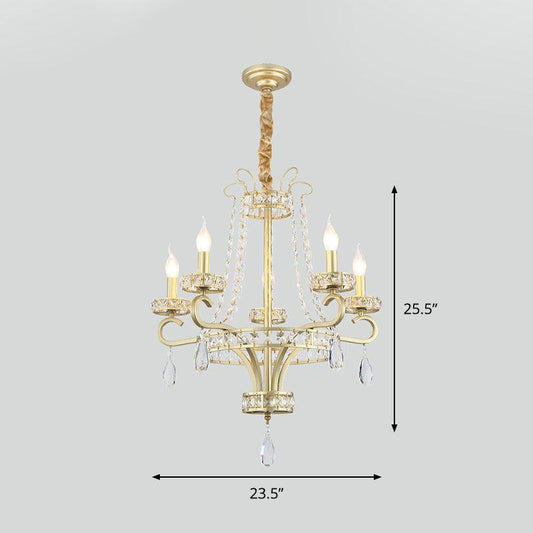 5/8 Bulbs Candle Chandelier Lamp Rustic Gold Crystal Pendant Light - Rebooters