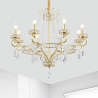 5/8 Bulbs Candle Chandelier Lamp Rustic Gold Crystal Pendant Light - Rebooters