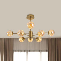 Amber Glass Ball Suspension Light Modernist 6/8 Heads Chandelier - Rebooters