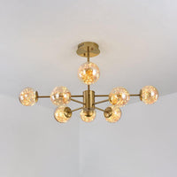 Amber Glass Ball Suspension Light Modernist 6/8 Heads Chandelier - Rebooters