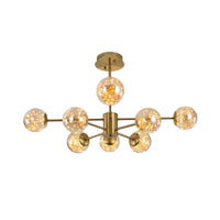 Amber Glass Ball Suspension Light Modernist 6/8 Heads Chandelier - Rebooters