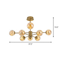 Amber Glass Ball Suspension Light Modernist 6/8 Heads Chandelier - Rebooters