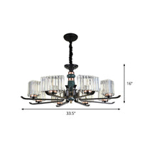 6/8 Bulbs Crystal Hanging Lamp Simple Black Starburst Chandelier - Rebooters