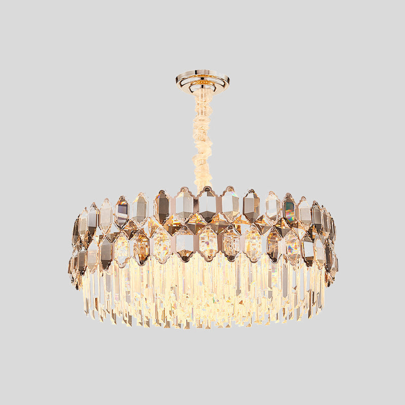 16-Head Round Chandelier Lighting Modern Rose Gold Crystal Pendant - Rebooters