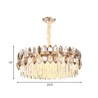 16-Head Round Chandelier Lighting Modern Rose Gold Crystal Pendant - Rebooters