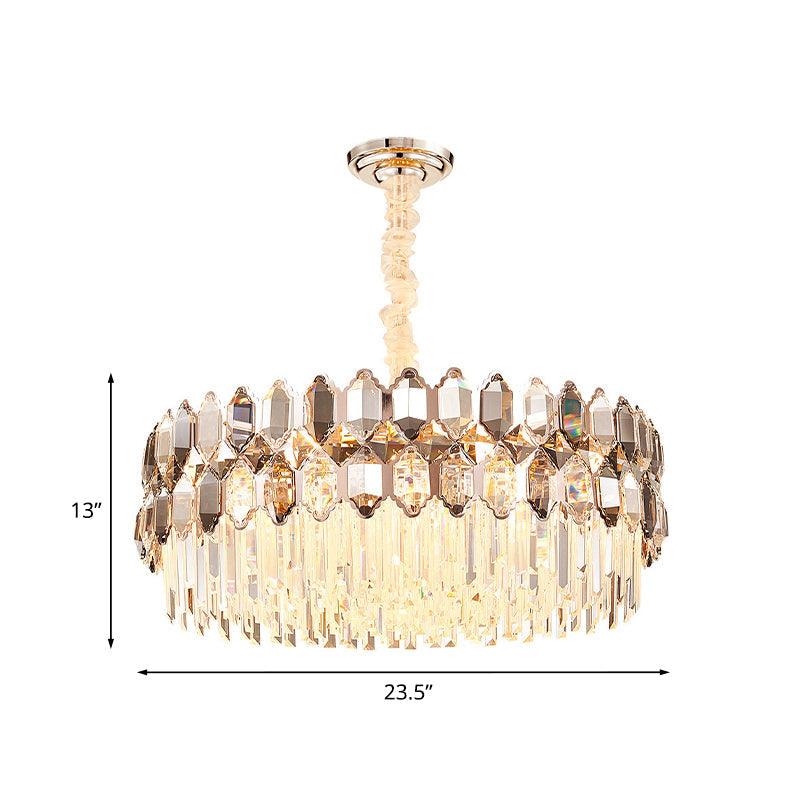 16-Head Round Chandelier Lighting Modern Rose Gold Crystal Pendant - Rebooters
