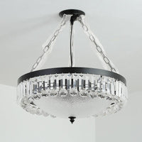 4-Head Crystal Hanging Light Traditional Black Bowl Chandelier - Rebooters