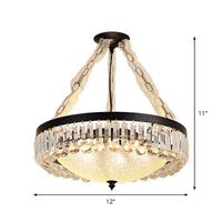 4-Head Crystal Hanging Light Traditional Black Bowl Chandelier - Rebooters