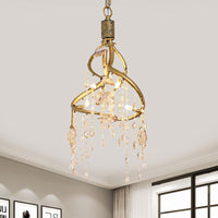 Amber Crystal Gold Drop Lamp Cascading 4 Bulbs Chandelier - Rebooters