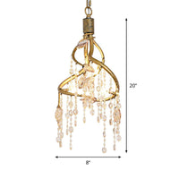 Amber Crystal Gold Drop Lamp Cascading 4 Bulbs Chandelier - Rebooters