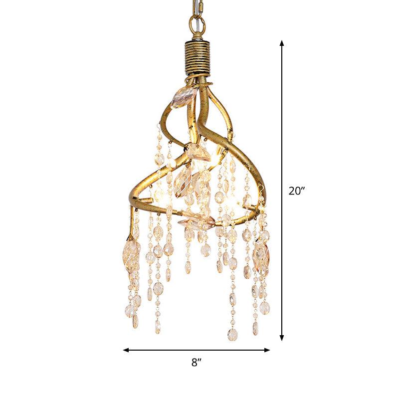Amber Crystal Gold Drop Lamp Cascading 4 Bulbs Chandelier - Rebooters