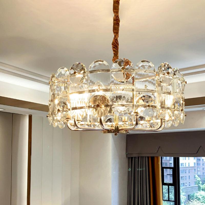 8 Bulbs Halo Ceiling Chandelier Minimalist Crystal Fixture - Rebooters