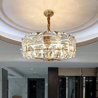 8 Bulbs Halo Ceiling Chandelier Minimalist Crystal Fixture - Rebooters