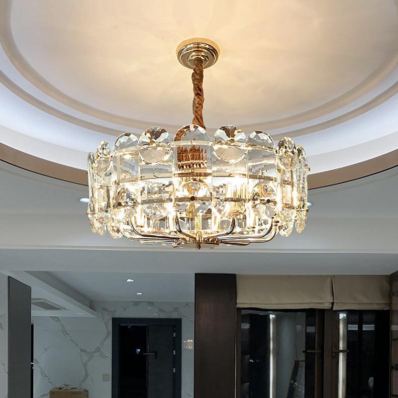 8 Bulbs Halo Ceiling Chandelier Minimalist Crystal Fixture - Rebooters
