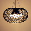 3 Heads Mesh Cage Chandelier Lighting Drum Shade Black Metal - Rebooters