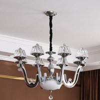 8-Bulb Ceiling Chandelier Contemporary Cone Crystal Block Light - Rebooters
