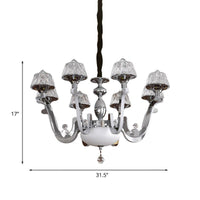 8-Bulb Ceiling Chandelier Contemporary Cone Crystal Block Light - Rebooters