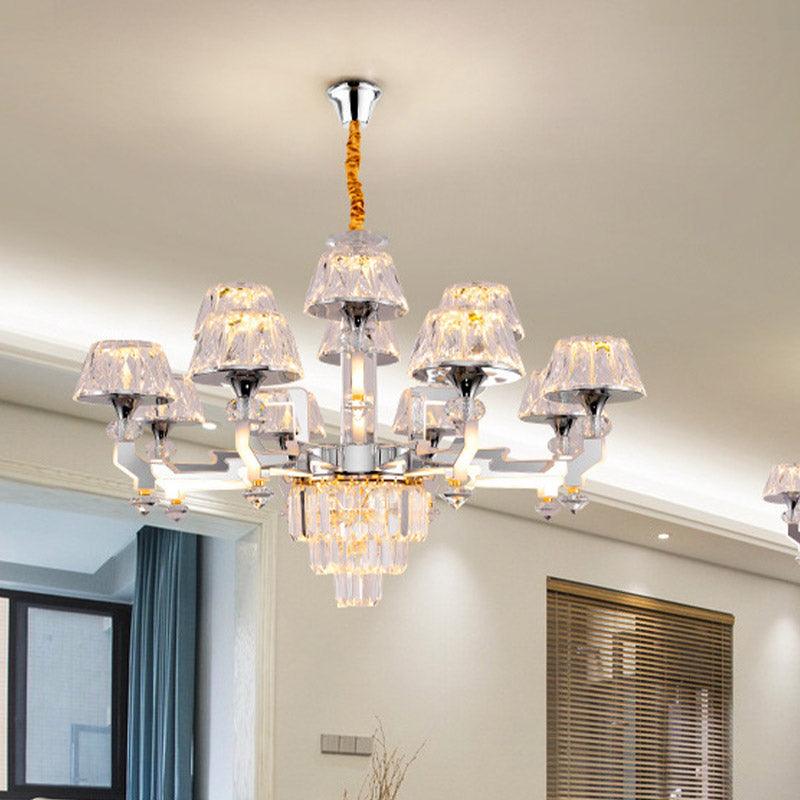 12 Heads Chandelier Lamp Minimalism Living Room Pendant Chrome - Rebooters