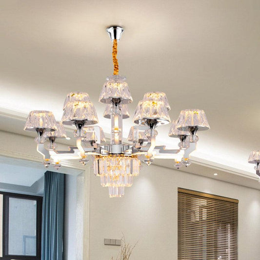 12 Heads Chandelier Lamp Minimalism Living Room Pendant Chrome - Rebooters