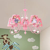 5/6 Bulbs Nursery Ceiling Chandelier Pink White Pendant Light - Rebooters