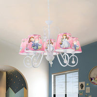 5/6 Bulbs Nursery Ceiling Chandelier Pink White Pendant Light - Rebooters